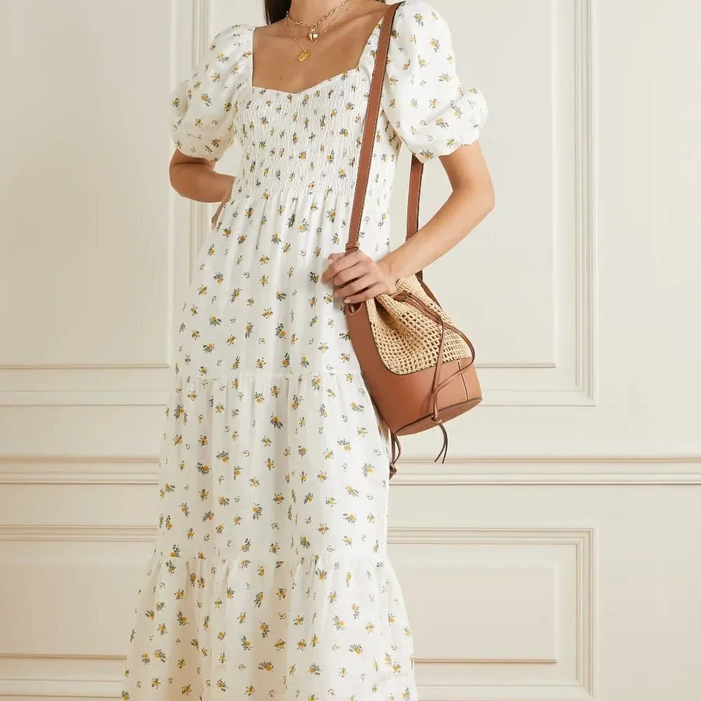 Faithfull the Brand Gianna Midi Dress in Carrie Floral size L NWT - Picture 3 of 11